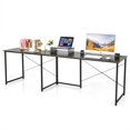 thumbnail image 1 of Giantex 95 Inch Reversible Corner Desk, L-Shaped Computer Desk w/Monitor Stand & 3 Cable Holes, 2-Person Long Study Writing Desk for ome Office, Brown, 1 of 6