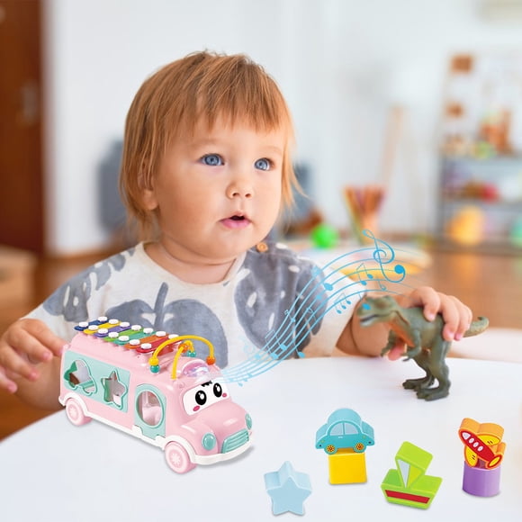 Hxlamzoo Jouets pour Enfants Jouets Bus Musical pour Tout-Petits, Jouet Musical Occupé d'Apprentissage Cadeaux d'Anniversaire pour 18 Mois, Jouets pour Garçon Fille de 2 3 Ans Liquidation