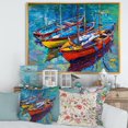thumbnail image 3 of Designart Trois bateaux dans le port ART MURAL À CADRE FLOTTÉ, 3 of 4