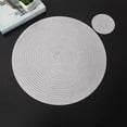 thumbnail image 2 of PVC Insulation Placemat 14.96 in x 14.96 in x 0.19 in – Gold or Silver Hollowed-Out Design, Non-Slip, Double-Thick, Reversible, Easy-Clean Kitchen Table Mat, 2 of 7