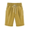 thumbnail image 1 of DPTALR Women's Summer Solid Five Points Large Size Cotton Linen Pants Casual Pants, 1 of 3