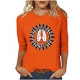 thumbnail image 1 of Dadaria Hauts pour Femmes Chemise Orange Manches 3/4 T-Shirt Col Rond Tee d'Été Chandail Blouses L, 1 of 4