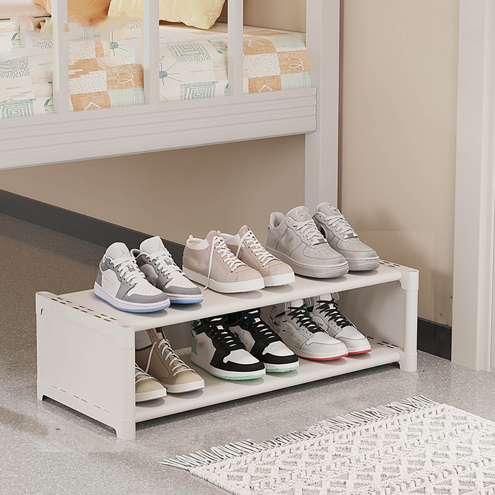 Dvkptbk Dormitory Shoe Rack Easy Storage Bed Storage Artifact Multi-layer Household Table Bottom Small Narrow Shoe Cabinet