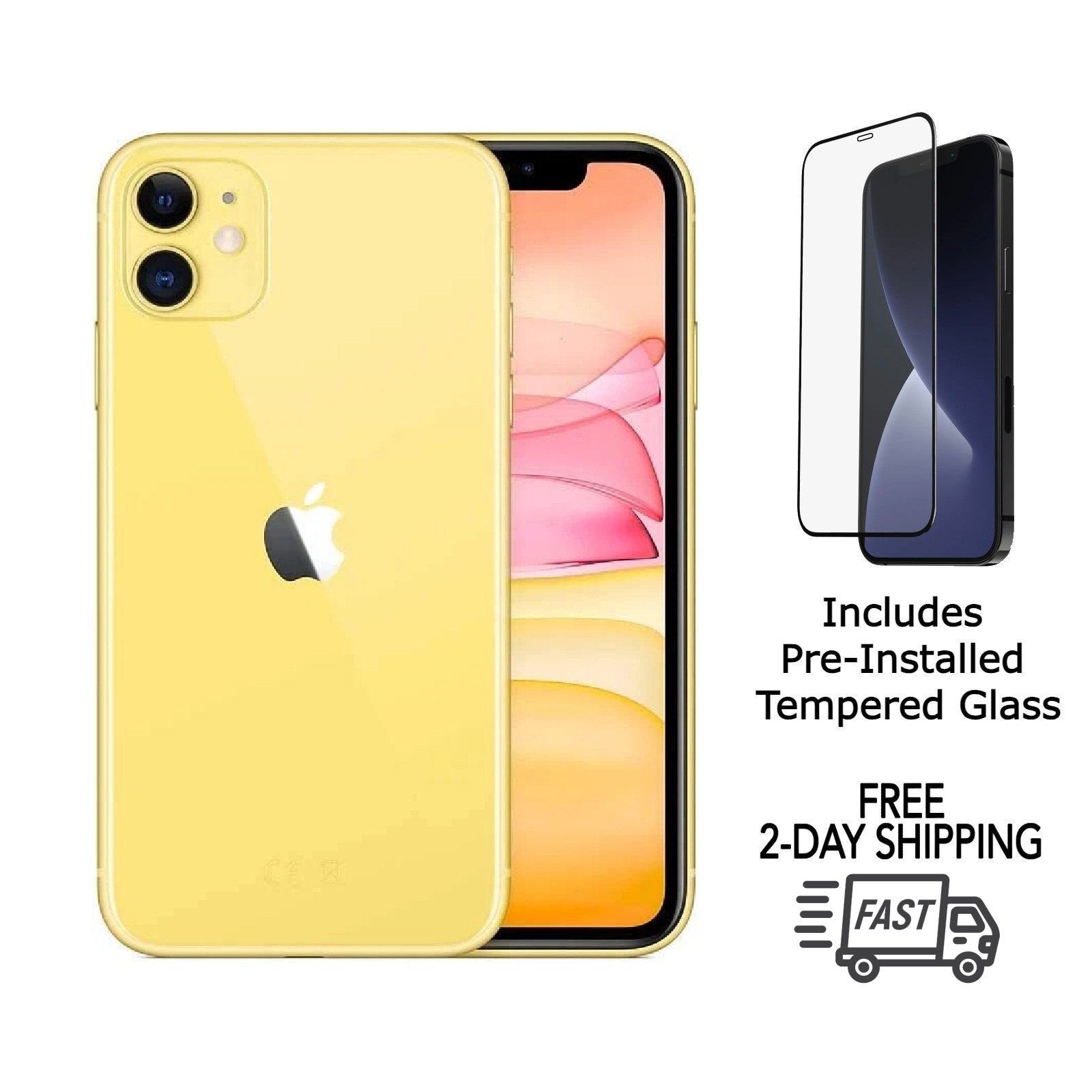 Refurbished Apple iPhone 11 w/ Pre-Installed Tempered Glass (Fully
