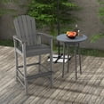 thumbnail image 4 of Costway Outdoor HDPE Bar Height Stool Patio Tall Chair Armrest Footrest All Weather Grey, 4 of 8