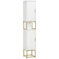 thumbnail image 1 of kleankin Armoire de Salle de Bain Étroite pour Linge et Serviettes avec Tablette Ajustable, 2 Portes, 1 of 9