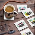 thumbnail image 3 of Inkdotpot Set of 6 Drink Coasters DecorativeNon,SlipCork Base4-inch Square PrintedCoastersEasy Clean- Summer, 3 of 8