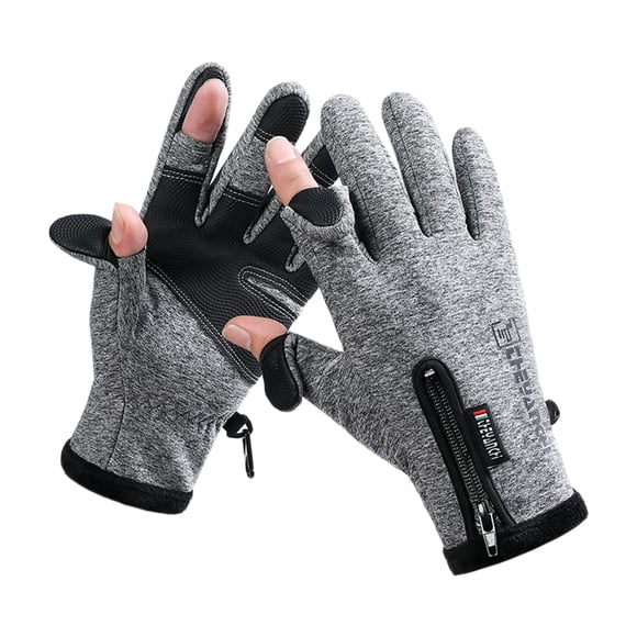 Yeacher Winter Touchscreen Warm Gloves Windproof Waterproof Gloves for Running Driving Cycling Working -Slip Zipper Type Gloves, Grey L