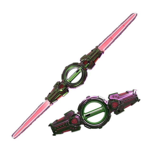SharkTRUE Light Up Sword, Fire Spin Sword Double-Edged Lightsaber, Double-Headed Telescopic, for Rave, Cosplay & Display