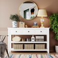 thumbnail image 3 of 50" Solid Wood Console Table Sofa Table with Storage Drawers and Bottom Shelf Entryway Table for Entry Hallway Foyer Sofa Couch Table, Antique White, 3 of 8