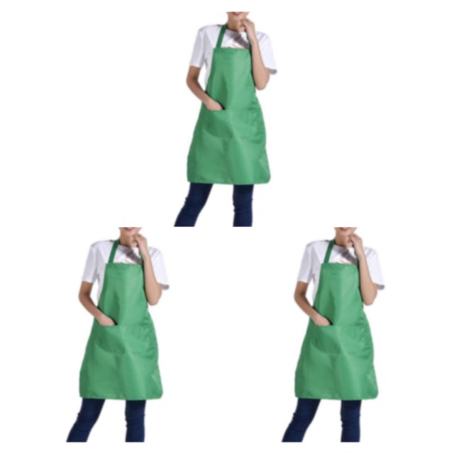 Transemion 12pcs Woman Apron With Pockets Efficient And Stylish Cooking Companion Adjustable Half-length Adult Apron Polyester green 3Set