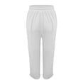 thumbnail image 5 of Womens Casual Pants High Waisted Wide Leg Solid Color Linen Joggers White L, 5 of 5