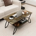 thumbnail image 4 of Costway 2-Tier Industrial Coffee Table Rectangular Cocktail Table with Storage Shelf Dark Brown, 4 of 9