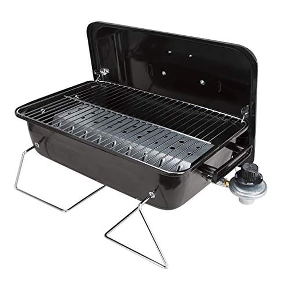 Duke Grills Omaha Go Anywhere Portable Gas Grill - Mini BBQ Propane Grill for Camping, RV, Tailgate - Cooks 8 hamburgers at once - Long Life Steel - Foldable Legs