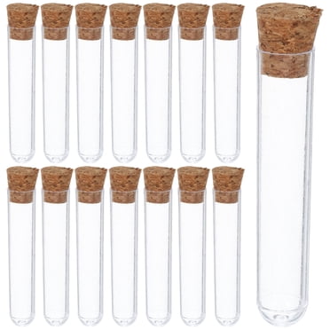 KAKOWELY tubes à Essai 20 Pcs tubes à Essai Jetables en Plastique tubes à Essai Transparents avec Bouchons en Liège pour Expériences en Laboratoire Scientifique Cadeaux de Fête Sel Bonbons Rangement Plante
