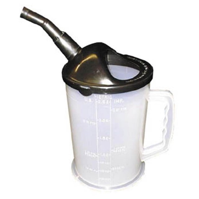 WirthCo Measure And Pour Bottle 94026 155 Ounce Measuring; 7 Inch Diameter; 8-1/4 Inch Height; White/Black; Polypropylene