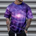 thumbnail image 2 of LUOGENLI T-shirts pour Hommes Printemps et Automne Imprimé Intégral Manches Courtes Col Rond t-Shirt Floral Tendance Mode Chemise de Base T-shirts Graphiques Pêche Fête de la Saint-Patrick Violet TTG, 2 of 4