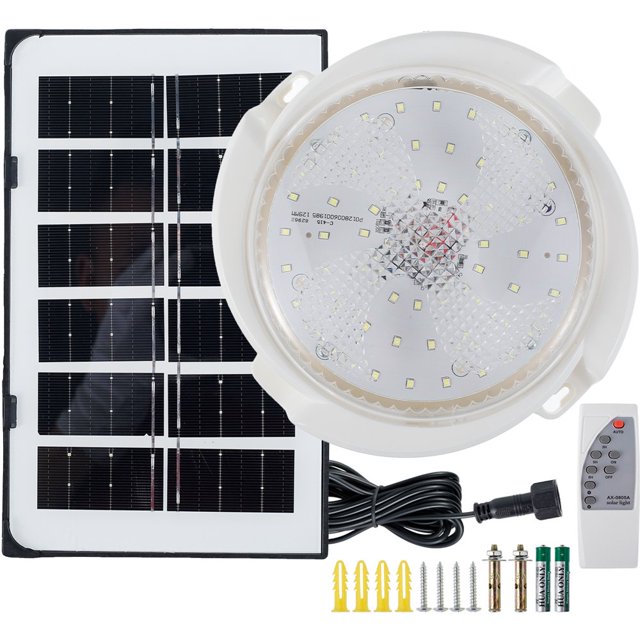 54/96/136LED Solar Ceiling light Smart Indoor Solar Pendant Light with Remote Control 6500K Adjustable Brightness Timing Function IP65 Waterproof Solar Shed Lamp for Shed Porch Garage Gar