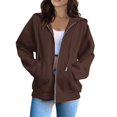 thumbnail image 1 of Chandails à Capuchon et Chandails pour Femmes Veste Française Femmes Chandails d'Automne à la Mode Uni Ample à Capuche Long Chandail à Fermeture Éclair Chandail à Capuchon Femmes Chandail à Capuchon Léger Femmes Veste à Fermeture Éclair Zippée pour Femmes, 1 of 5
