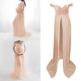 thumbnail image 2 of Milaget Robe Longue de Maternité en Mousseline à Épaules Dénudées pour Photographie Rose TG, 2 of 9