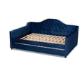 thumbnail image 4 of Baxton Studio Lit de Jour Complet Rembourré en Velours Perry avec Tiroir-Lit, Bleu, 4 of 10