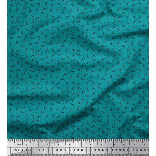 Soimoi Cotton Poplin Fabric Triangle & Saxophone Musical Instrument Printed Craft Fabric by The Yard 42 Inch Wide