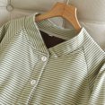 thumbnail image 4 of MeetoTime Womens Pajama Top Fall Winter Striped V-neck Button Long Sleeved Bottoming Shirt Home Clothes, 4 of 7
