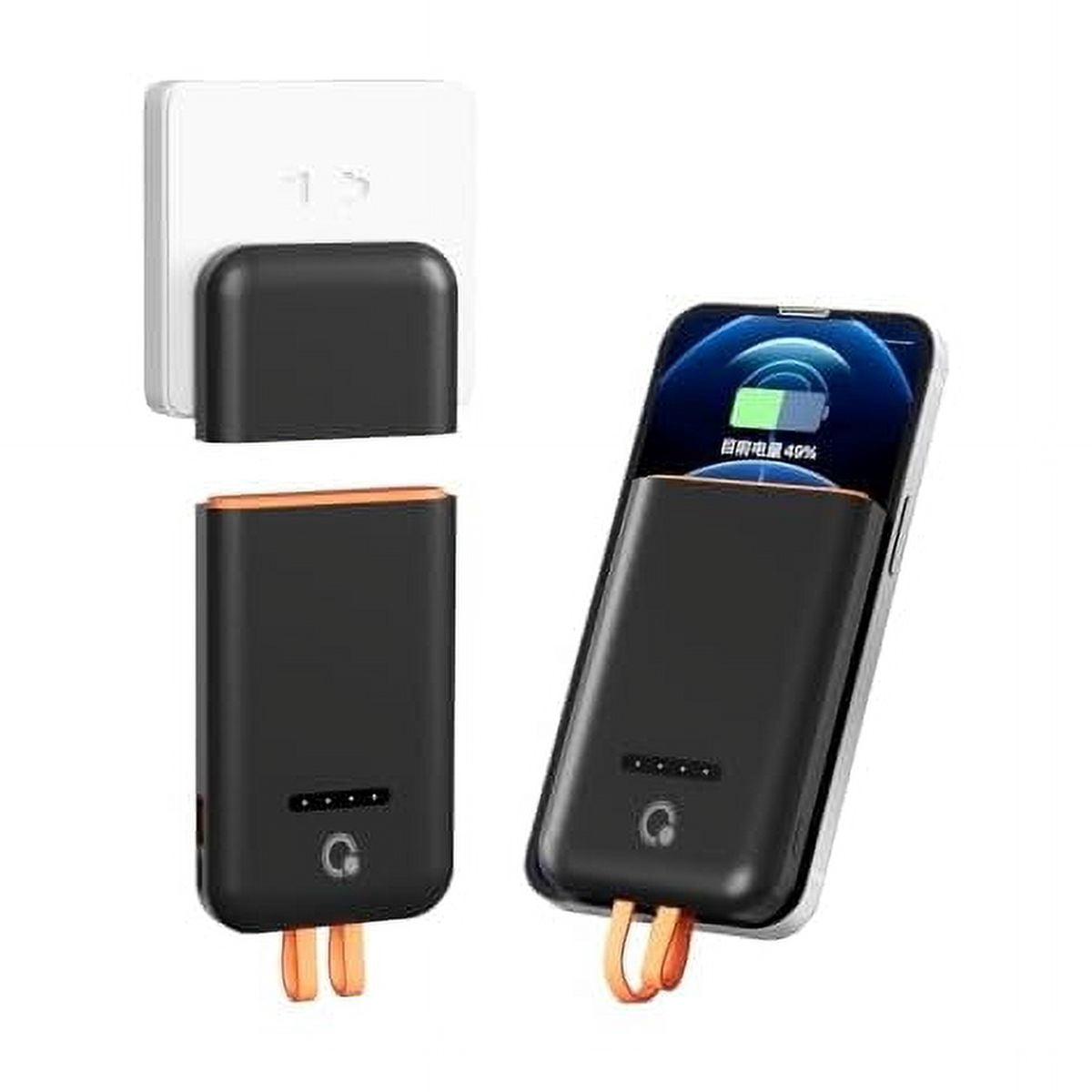 Separate Portable Charger with Built-in Cables and 45W AC Wall Plug, Usb C Fast Charging Power Bank with Cords,10000mAh External Battery Pack Compatible with iPhone Android Phone Laptop tablet
