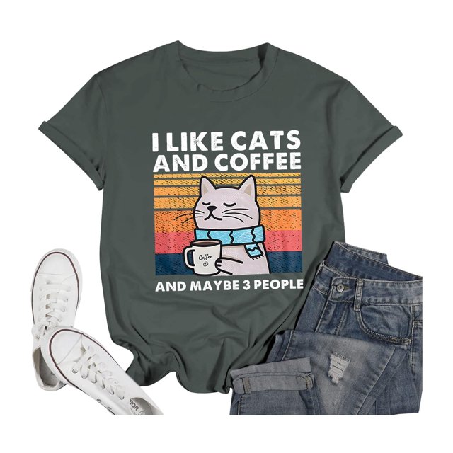 LUOGENLI T-shirts pour Femme pour Femmes Mode Décontractée Imprimé Col Rond Manches Courtes T-Shirt Haut T-shirts pour Femmes T-Shirt Graphique Drôle Saint-Valentin Vert Armée TTG