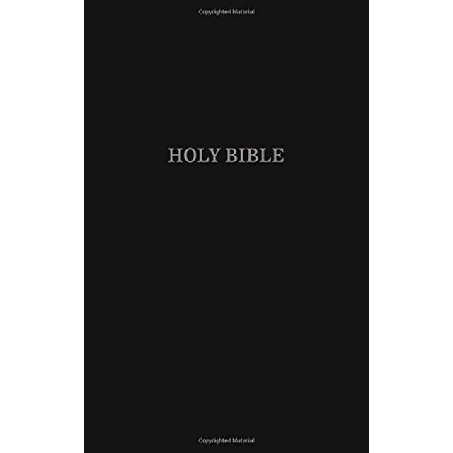 KJV, Pew Bible (Black) by Thomas Nelson, featuring a black hardcover design with 'Holy Bible' embossed in silver on the front cover. Suitable for church pews or personal use.