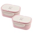 thumbnail image 1 of Oleegame 2PC Stainless Steel Cutlery Set Portable Wheat Straw Double Layer Thermal Box Lunch Containers For Adults Lunch Boxes For Kids Pink, 1 of 4