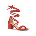 thumbnail image 1 of BLISSFUL STEP Women's Open Toe Lace up Sandals Mid Block Heels Sandals Orange 10.5, 1 of 7