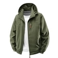 thumbnail image 3 of Sentmoon Winter Jacket for Men Solid Color Long Sleeve Hooded Neck Windbreaker Plus Size Zipper Waterproof Fall Clothes with Pockets Active for Festival Camping and Outdoor Green XL, 3 of 9