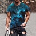 thumbnail image 2 of QIPOPIQ Chemises à Manches Courtes pour Hommes à Col Rond Chemise Hawaïenne à Motif Amusant pour Hommes Mode de Rue Été Design Intéressant T-Shirts Imprimés et Cadeau pour Father & Lui Liquidation 2024 Bleu m, 2 of 7