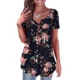 thumbnail image 4 of Blouses à Manches Courtes pour Femmes Mode Imprimée Décontractée Col en V T-Shirt Ample Blouse Hauts à Manches Courtes pour Femmes, 4 of 7