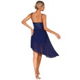 thumbnail image 2 of Oyolan Robe de Danse Ballet à Sequins pour Femmes Bretelles Spaghetti Col en V Ourlet Haut Bas Lyrique Bleu Marine P, 2 of 7