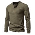 thumbnail image 2 of Yuyuzo Men Basic Tops Long Sleeve 1/4 Button Notch V Neck Cozy Fall Casual Shirts Blouse Solid Color, 2 of 5