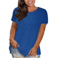 thumbnail image 2 of AherBiu Hauts Grande Taille pour Femmes T-Shirt à Manches Courtes Col Ras du Cou Été Décontracté Confortable T-Shirts Basiques, 2 of 4