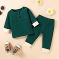 thumbnail image 2 of IROINID Discount Baby Boy Girl Pants Newborn Solid Color Long Sleeve Suit Trousers French Rib Suit,Green, 2 of 9