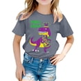 thumbnail image 1 of LUOGENLI T-Shirt pour Filles T-Shirt Décontracté Imprimé à Col Rond à Manches Courtes T-Shirt Chemise Décontractée Chemises pour Filles Tendance Été Mini Gris 8-9 Ans, 1 of 5