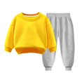 thumbnail image 2 of Pisexur Ensemble 2 Pcs pour Bébé Filles Garçons Automne Hiver Mode Décontractée Polaire Couleur Unie Manches Longues Col Rond Chandails en Molleton et Pantalons Vêtements de Détente Ensemble de Survêtement pour Enfants 3-8 Ans, 2 of 4