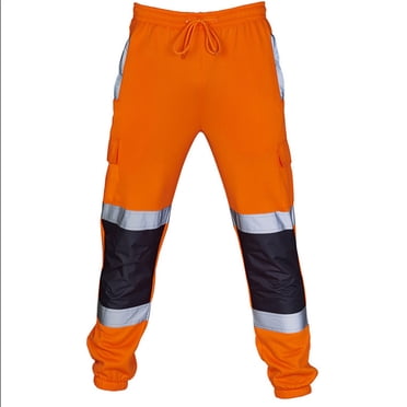 CEHVOM Men's Casual Pants Stitched Silver Plush Reflective Strip Leggings