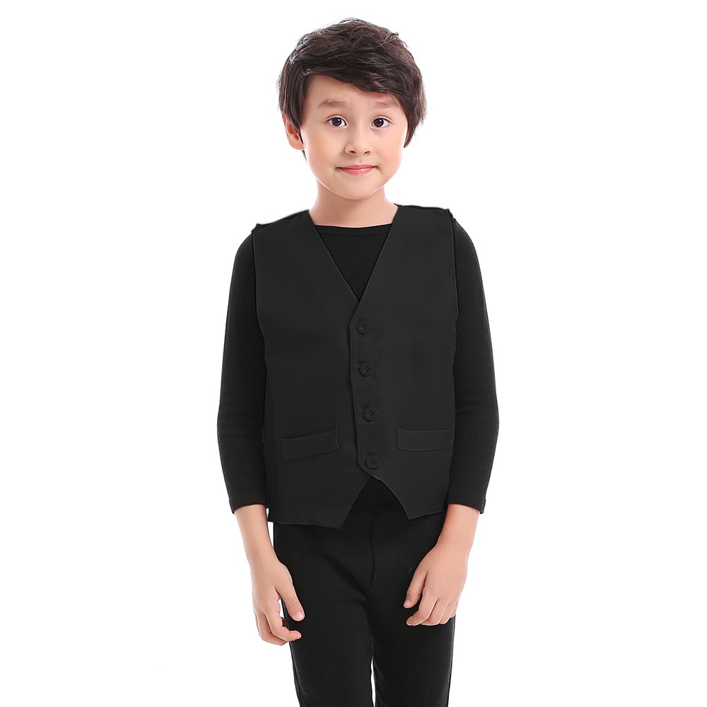 TOPTIE Kid Vest Volunteer Activity Waistcoat Party Costume Vests - BLACK