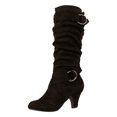 thumbnail image 1 of Kcodviy Bottes Mi-Hautes pour Femmes de Commerce Extérieur d'Automne et d'Hiver Nouvelles Mi-Hautes pour Femmes à Talon Moyen à Enfiler Mi-Hautes pour Femmes, 1 of 5