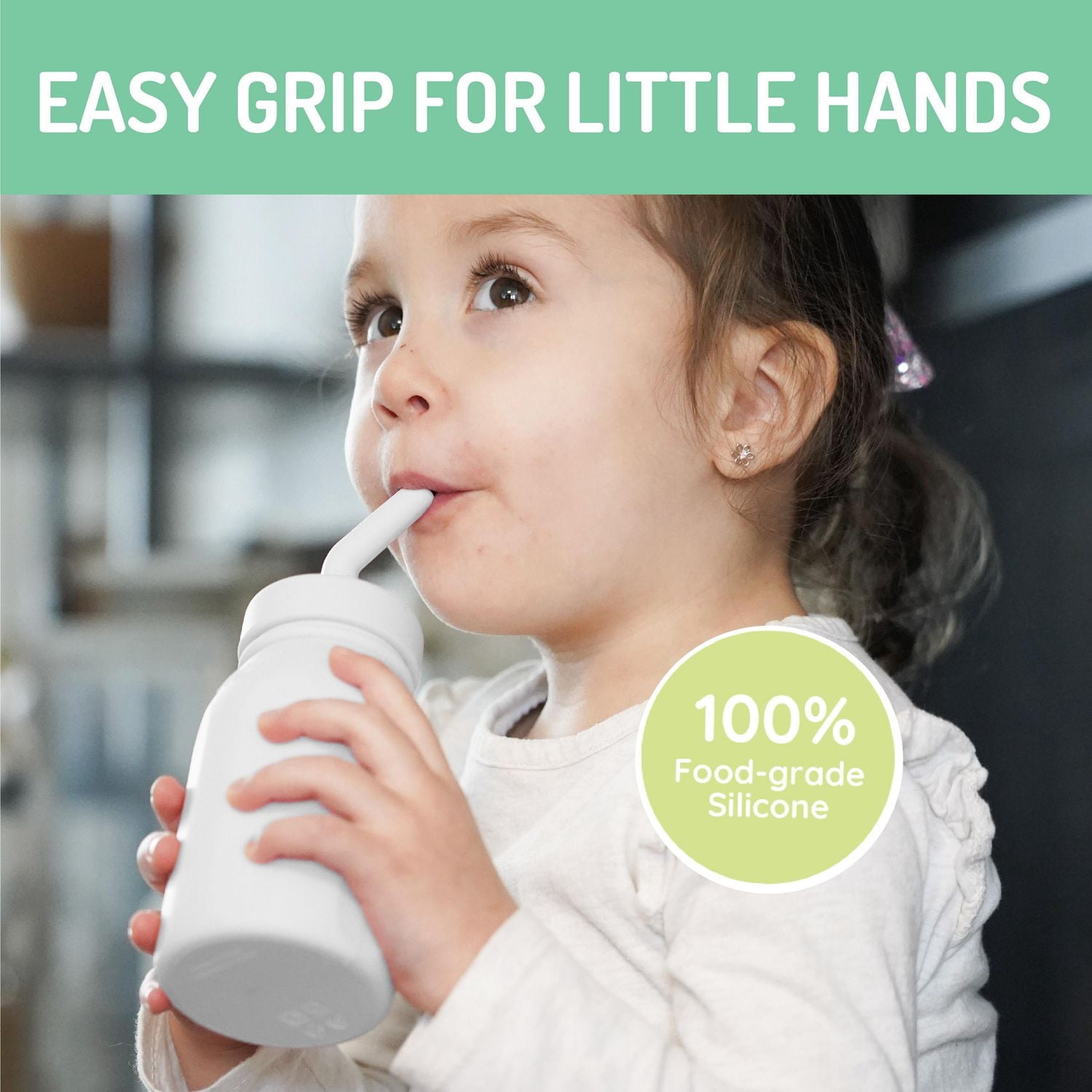 Melii Silicone Milk Bottle with Straw 6 oz for Babies and Toddlers