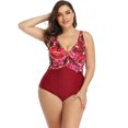 thumbnail image 1 of Beach Party Women's Plus Size Slimming Surplice One Piece Swimsuit, 1 of 7