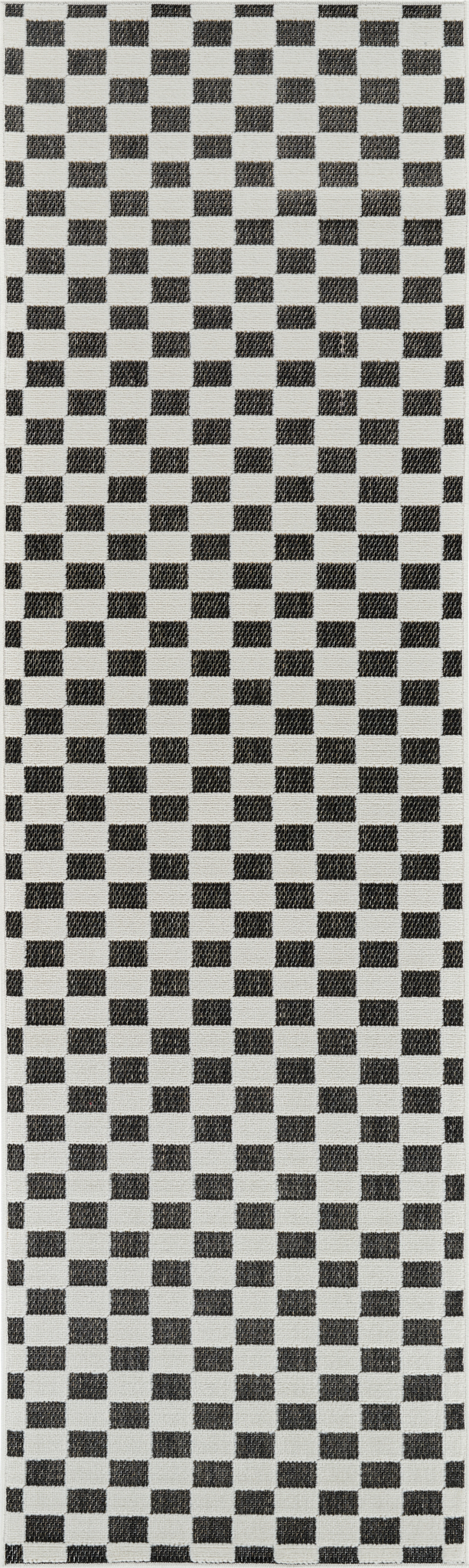 Rug Branch Maise Checkered Indoor Outdoor Area Rug, Black White, Modern - Entryway, Hallway, Bathroom, and Kitchen