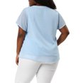 thumbnail image 3 of Agnes Orinda Women's Plus Size Tops Swiss Dots Short Sleeve Notched Neck Spring Summer Blouses 4X Blue, 3 of 6
