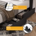 thumbnail image 4 of Homfa King Size LED Bed Frame with Outlets and USB Ports & Display Platform, 4 Storage Drawers Modern Wingback PU Leather Crystal Button Upholstered Platform Bed Frame, Black, 4 of 8