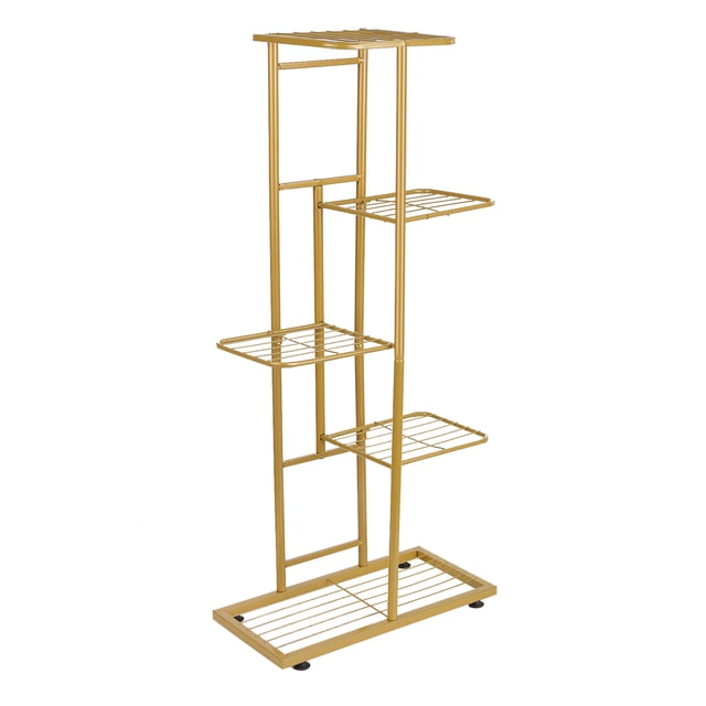eccomum 5-Tier Display Shelf Flower Pots Rack Plant Stand Potting Ladder Planter Stand Heavy Duty Storage Shelving Rack for Potted Plants Gold